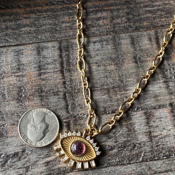NEW Stone Evil Eye Pendant Necklace - Picture 9 of 9